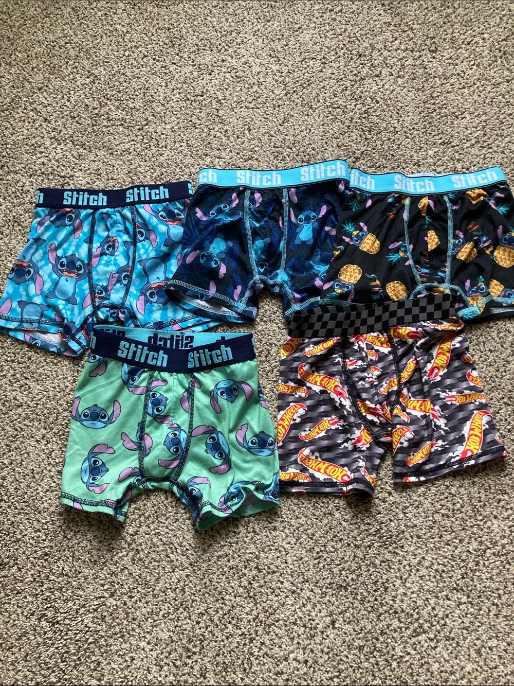 Boys hot wheels and Disney Stitch Boxer Briefs